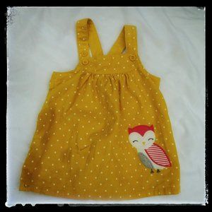 Yellow w/White Polka-Dots and Owl embroidery